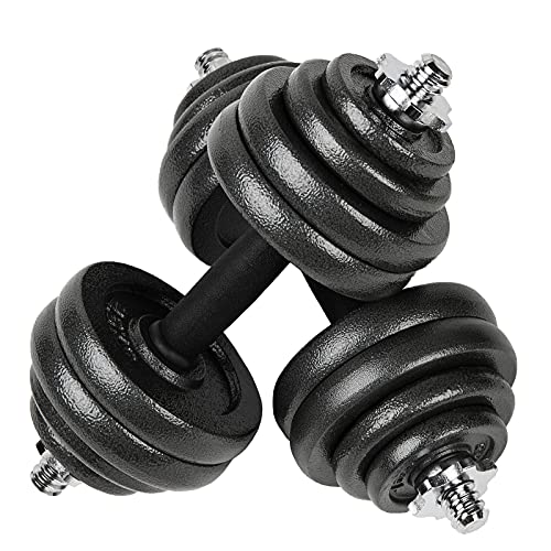 #DoYourFitness professionelles Dumbbell-Set Gusseisen Kurzhantel Hanteln Stangen gerändelt mit Sternverschlüssen 2er Set 30kg, inkl. Koffer