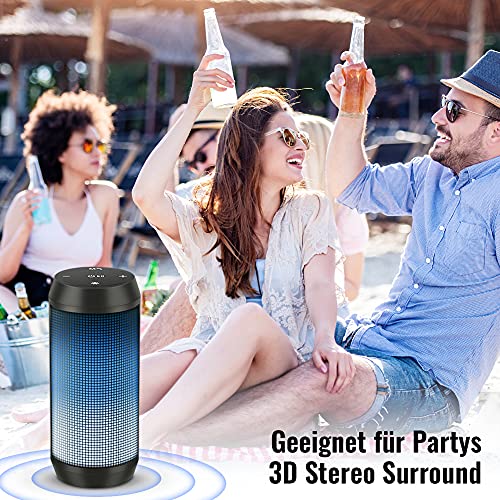 Bluetooth Lautsprecher Tragbarer Musikbox LED Bluetooth Box Kabellos mit Freisprechfunktion für Handy und PC Mikro-SD und USB