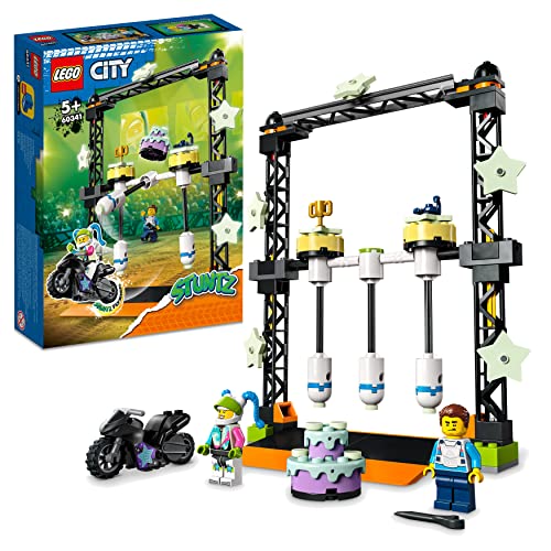 LEGO 60341 City Stuntz Umstoß-Challenge Set, inkl. Motorrad und Stunt Racer Minifigur, Action-Spielzeug, Geschenk Set für Kinder ab 5 Jahren