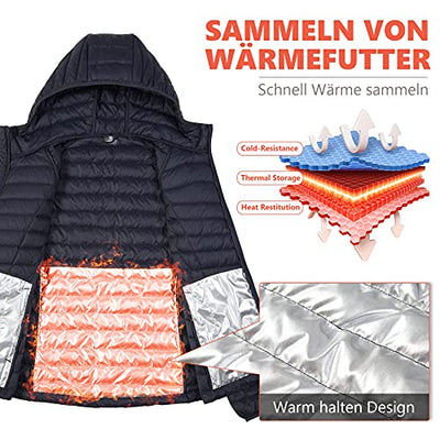 CAMEL CROWN Damen Daunenjacke Packable Quilted Coat Winddicht Steppjacke Wintermantel Daunenmantel Warme Jacke mit Kapuze Tasche für Freizeit Sport Reisen