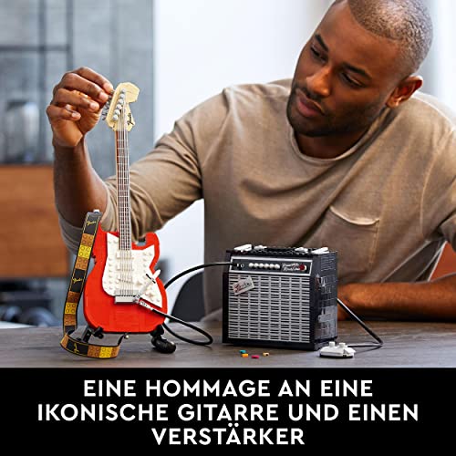 LEGO 21329 Ideas Fender Stratocaster, DIY-Gitarren-Kit, Musikinstrument für Erwachsene mit 65 Princeton Reverb Verstärker und Gitarren-Zubehör