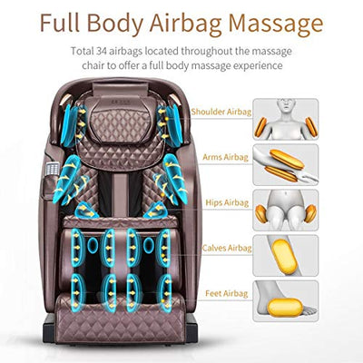 Lzour Ganzkörper-Sl-Track-Shiatsu-Liegestühler-Massagestühle, 3D-Null-Schwerkraft-Körper-Relax-Massagestuhl mit Bluetooth-Musik-Fußrolle Kurssi Pijat-Stuhlmassage,Schwarz