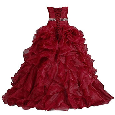 Zorayi Damen Lange Trägerlos Falten Organza Abendkleid Partykleid Besondere Anlässe Kleider Schwarz Größe 58