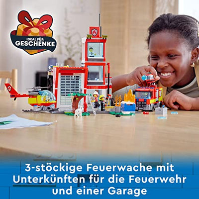 LEGO 60320 City Feuerwache, Feuerwehr-Spielzeug für Kinder ab 6 Jahren mit Garage, Feuerwehrauto und Hubschrauber, Geschenkidee zu Weihachten