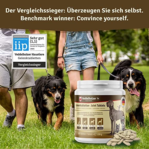 Veddelholzer VERGLEICHSSIEGER 2020 Hunde Gelenktabletten mit Grünlippmuschel Hund MSM & Teufelskralle Glucosamin & Kollagen 125 Kapseln Hunde Leckerlis mit Hyaluron & Omega3