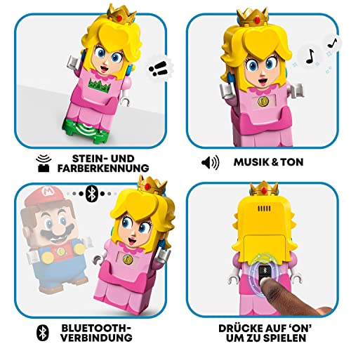 LEGO 71403 Super Mario Abenteuer mit Peach – Starterset, baubares Spielzeug mit interaktiver Prinzessinnen Figur, Gelber Toad und Lemmy