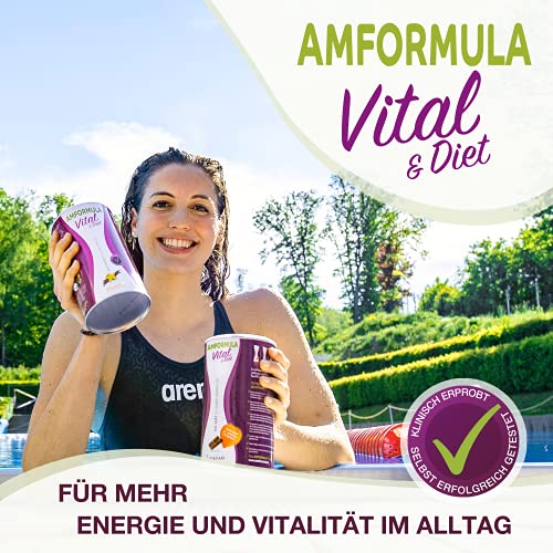 AMFORMULA® Vital & Diet Schokolade 490g I Vollwertiger Mahlzeitenersatz Shake mit präbiotischen Ballaststoffen I Nährstoff- & Proteinreich I Diät Shakes zum Abnehmen I Vital Drink