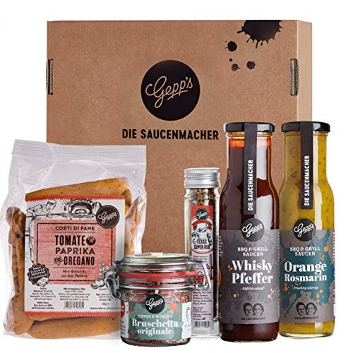 Gepp’s Feinkost Grill & BBQ Paket Single I Für Männer & Frauen mit besten Zutaten zum Grillen, hergestellt nach eigener Rezeptur I Grillzubehör aus leckeren Saucen & edlen Gewürzen