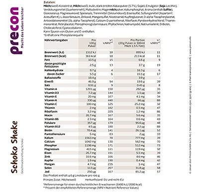 Precon BCM Diät Shake zum Abnehmen – Schokolade – 24 Portionen (480 g) – Mahlzeitenersatz für eine gewichtskontrollierende Ernährung