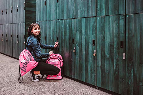 Schulrucksack Set Mädchen 3 Teilig, Schultasche ab 3. Klasse, Grundschule Ranzen mit Brustgurt, Ergonomischer Schulranzen (Skate Pink)