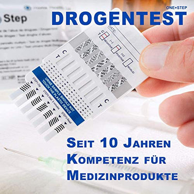 5 x One+Step Drogentest, Drogenschnelltest für 7 Drogenarten I Kokain I Cannabis I Methampetamin I Opiate I Amphetamine I EDDP I Benzodiazepine