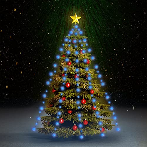 vidaXL Weihnachtsbaum Lichternetz mit 180 LEDs Lichterkette Überwurf Lichtervorhang Baumvorhang Weihnachtsdeko Weihnachtsbaumbeleuchtung Blau 180cm