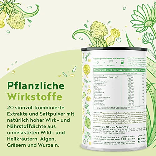 Wilde Kräuter, Nährstoffreiches Phyto-Elixier mit Heilkräutern, Adaptogenen, Algen, Wurzeln und Blüten - U.a. mit Ashwagandha, OPC, Brennnessel, Mariendistel, Chlorella, Schafgarbe Pulver