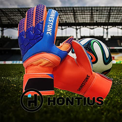 HONTIUS Torwarthandschuhe Kinder Erwachsene Jugendliche, Fußball Torwarthandschuhe Herren Fußballhandschuhe Fingersave 4mm Latex Unisex Orange 9