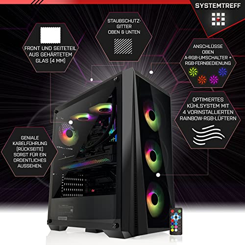 SYSTEMTREFF® Gaming PC AMD Ryzen 5 4500 6x4.1GHz | Nvidia GeForce RTX 3060 12 GB DX12 | 512GB M.2 NVMe | 32GB DDR4 RAM | Windows 11 | WLAN Desktop Computer Rechner für Gamer, Zocker & Streamer