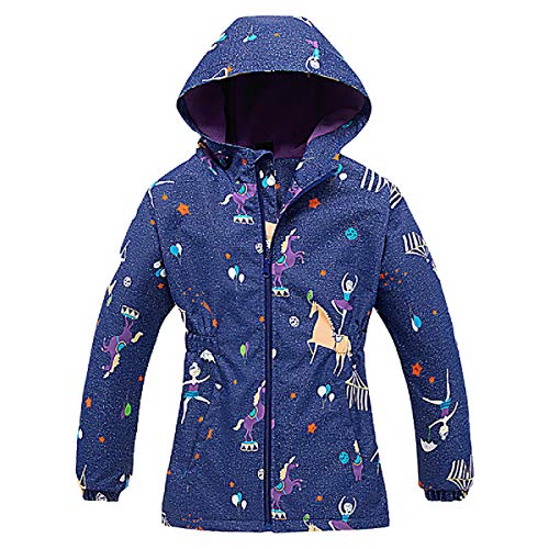 SXSHUN Kinder Mädchen Softshell Jacke Kapuzenmantel Übergangsjacke Warm Winddicht Atmungsaktiv Frühling Herbst Outwear Oberbekleidung, lila Blume, 104-110(Etikettengröße:110)