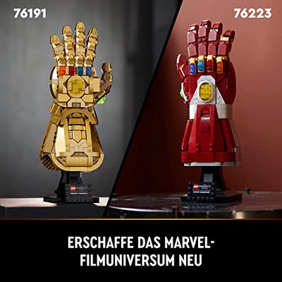 LEGO 76223 Marvel Iron Mans Nano Handschuh, Baubares Iron Man-Modell mit Infinity-Steinen, Filmset „Avengers: Endgame“, Sammlerstück für Erwachsene