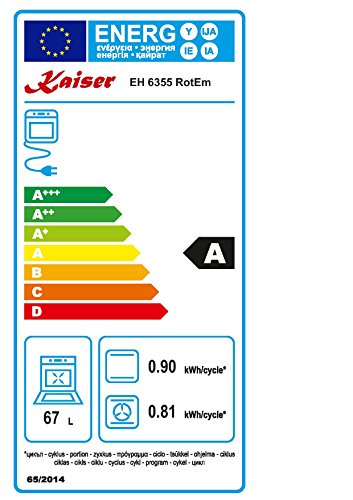 Kaiser Empire Bordeux Einbau Elektrobackofen 60cm Autark/ Luxus Herstellers Kaiser/ 67 L/Einbau-Backofen/Einbaubackofen /Selbstreinigung/ Backofen mit Ober- / Heißluftsystem/ Drehspieß/8 Funktionen