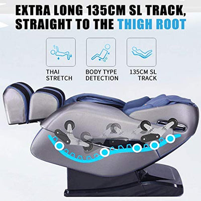 YUNLILI SL-Track Massagestuhl Platzsparende Rücklehnungstechnologie Wärme auf Lendenwirbelsäule Fußluftmassage Zero Gravity Positionierung Airbag Massage Weiche Rückenlehne