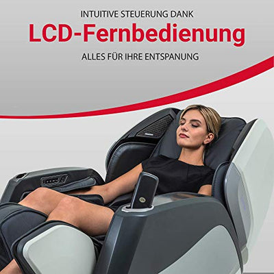 Casada Aura Luxus-Massagesessel – Massagestuhl mit 4D-Massage, Zero-Gravity, Hot-Stone-Massage und Braintronics-Funktion für Ganzkörper-Massage - mit Fernbedienung und HD-Lautsprecher (grau-weiß)