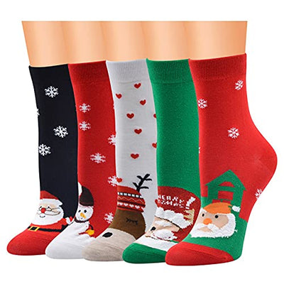 Vertvie 12 Paar Unisex Weihnachtssocken Christmas Socks Weihnachtsmotiv Weihnachten Festlicher Baumwolle Socken Mix Design für Damen und Herren (Einheitsgröße,12er Pack01)