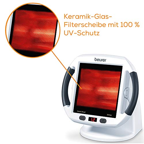 Beurer IL 50 Infrarot-Wärmestrahler, Medizinprodukt zur Behandlung von Erkältungen und Muskelverspannungen, Infrarotlampe mit 300 Watt Leistung 100% UV-Blocker, Weiß, 1 Stück (1er Pack)