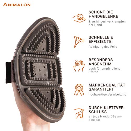 Animalon CareFlex Striegel | Flexibler & Ergonomischer Gummi-Striegel mit Klettverschluss für Jede Putzbox | Pferde Zubehör | Pferdeputzzeug