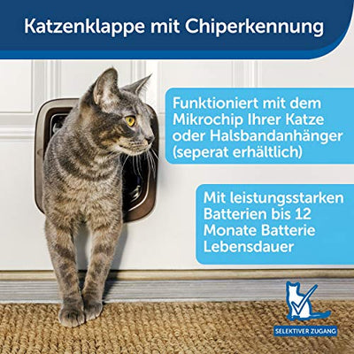 PetSafe Mikrochip Katzentür, Exklusiver Zugang für Ihre Katze, hält fremde Tiere draußen, Braun, Für Katzen bis 7 kg