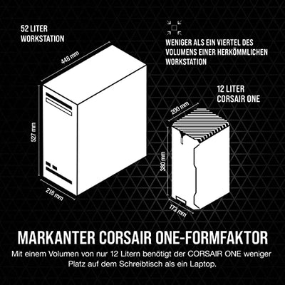 Corsair ONE i300 Kompakter Gaming-PC (Intel Core i9-12900K-CPU, NVIDIA GeForce RTX 3080 Ti-Grafikkarte, 32 GB CORSAIR Vengeance DDR5-Arbeitsspeicher, Thunderbolt 4, Windows 11 Pro) Schwarz