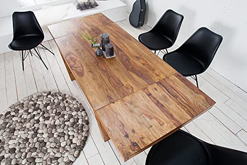 Massiver Esstisch Pure 120-200 cm Sheesham Massivholz ausziehbar Holztisch Küchentisch mit Ansteckplatten