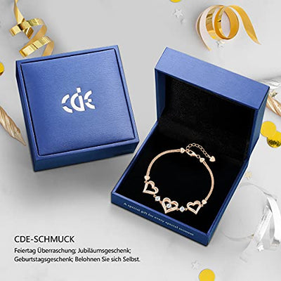 CDE Armbänder für Damen 925 Sterling Silber Herz Rosegold Geburtsstein Armband Geschenk Schmuck für Frauen mit 5A Kubik Zirkonia Geburtstag Weihnachts (Rosegold - April)