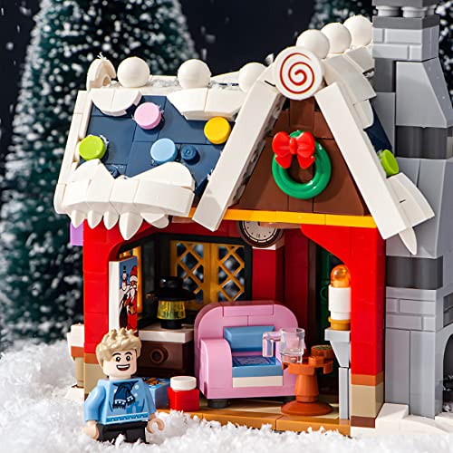 Weihnachtshaus Geschenk Mini Blöcke Kinder Bausatz, 788 Stück Lebkuchenhaus Bausteine Modell Set Lebkuchenhaus mit Weihnachtsmann Figur, Weihnachtshaus-Spielzeug (Christmas House)