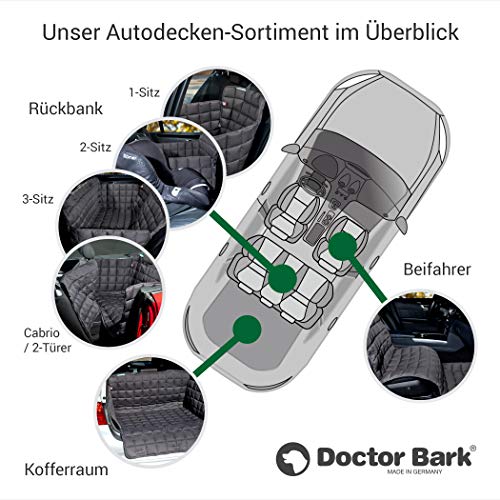 Doctor Bark Hunde 2-Sitz-Autoschondecke für die Rücksitzbank, All-Side Schutz mit Reißverschluss für alle PKWs und SUVs, M in Grau