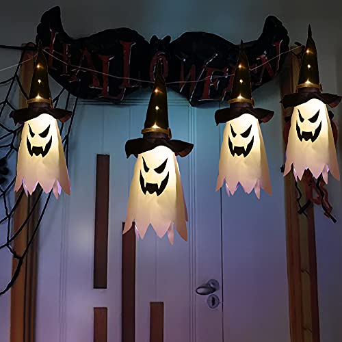 RHYUUI Halloween Lichterkette,Geist Deko Hexenhut Halloween Lichter, Hexe Hüte Halloween Dekorationen Lampe für Karneval Cosplay Motto Party Dekorationen Outdoor Indoor Deko