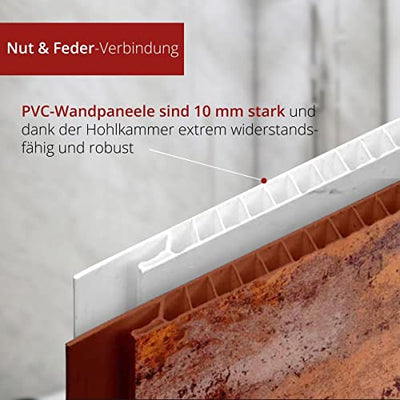 Nordholm SplashBoard Wandpaneele für Bad & Wohnräume | 260x100x1 cm Duschrückwand | Wandverkleidung aus PVC & zuschneidbar | Kunststoffplatte in Steinoptik | Perlweiß, glänzend