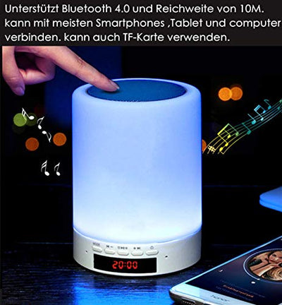 Benutzerdefiniertes Foto Nachttischlampe Stimmungslicht mit Bluetooth Lautsprecher, USB Wiederaufladbar Smart Touch Control Nachtlicht Musik Spielen Tischlampe für Schlafzimmer (Volle Farbe)