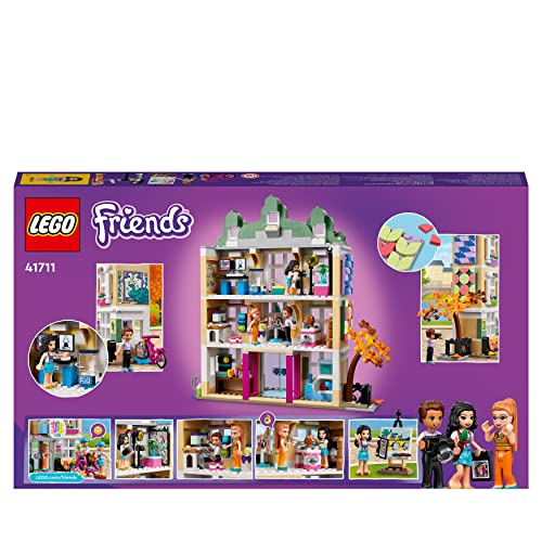 LEGO 41711 Friends Emmas Kunstschule, Heartlake City Schule mit 3 Mini-Puppen, Spielzeug für Mädchen und Jungen ab 8 Jahren, Puppenhaus, Geschenk zu Weihnachten