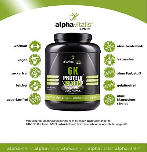 PROTEINPULVER Neutral VEGAN - 6K Protein 1 Kg - 82,9% Eiweiß-Shake ohne Süßstoff - zuckerfrei / fettfrei / laktosefrei - natürlich auch zum Kochen und Backen - 1000g Pulver mit Natural Flavor