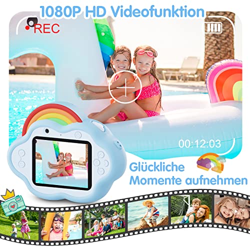 Selvim Kinderkamera [MP3 + Lernspielen], Duale Linse Selfie Digitalkamera für Kinder von 3-12 Jahren, 24 MP 1080P HD Kamera Kinder, Fotoapparat Kinder Wiederaufladbar 32GB, Geschenk für Mädchen Jungen