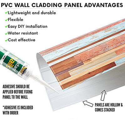 Wandverkleidung aus recyceltem PVC, Scheunenbrett-Effekt, 9,19 m², 98,89 m², rustikale Holzpalettenoptik, 3D-Wandverkleidung aus Kunststoff