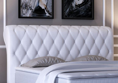 Baron Chesterfield Boxspringbett mit Bettkasten Weiß Kunstleder 180 x 200 cm/LED-Fuß