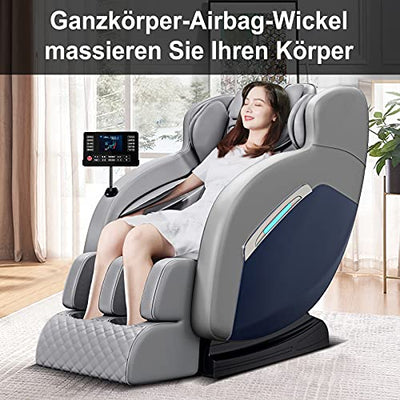 AJDOLL Massagesessel Ganzkörpermassage,Multifunktionaler Ganzkörper-Elektrischer Shiatsu-Massagestuhl mit Heizung und Fußroller für Zuhause und Büro (grau)