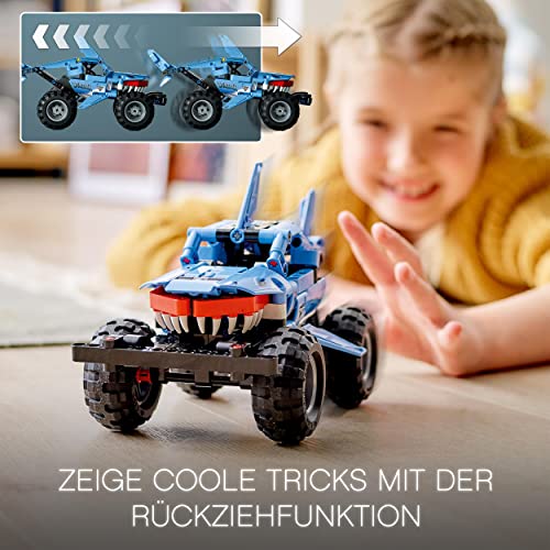 LEGO 42134 Technic Monster Jam Megalodon, Spielzeugauto für Jungen und Mädchen ab 7 Jahren, Hai-Monster Truck zum Zurückziehen, Kinderspielzeug