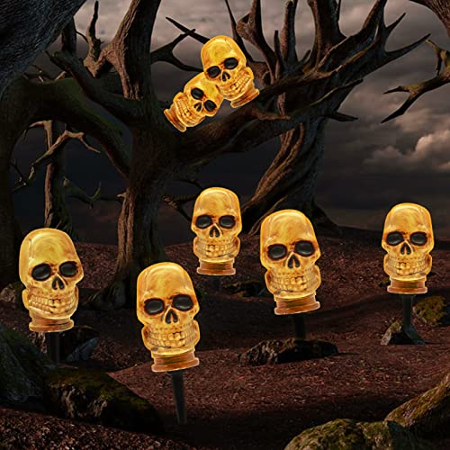 Halloween-Deko Outdoor Retro 3D Skelett Lichterkette - BAYHT 6LED Retro Schädel Lichter, Wasserdichtes Batteriefach mit Timerfunktion, für Halloween Party Garten Festival Dekoration