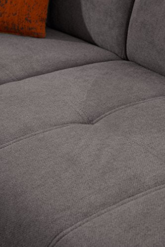 CAVADORE Ecksofa Mistrel mit Longchair XL links / Große Eck-Couch im modernen Design / Inkl. verstellbaren Kopfteilen / Wellenunterfederung / 273 x 77 x 173 / Kati Fango