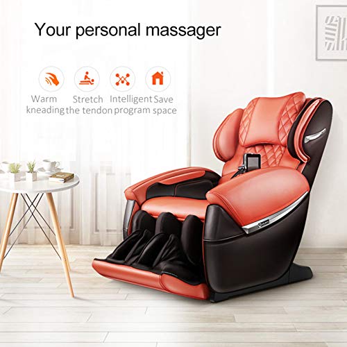 Lzour Elektrische Massage-Raumkapsel Entspannen Sie den Rückenkörper-Massagestuhl, Massagestuhl Zero Gravity-Ganzkörper-Shiatsu-Recliner mit Fußwalzenmassage,Braun