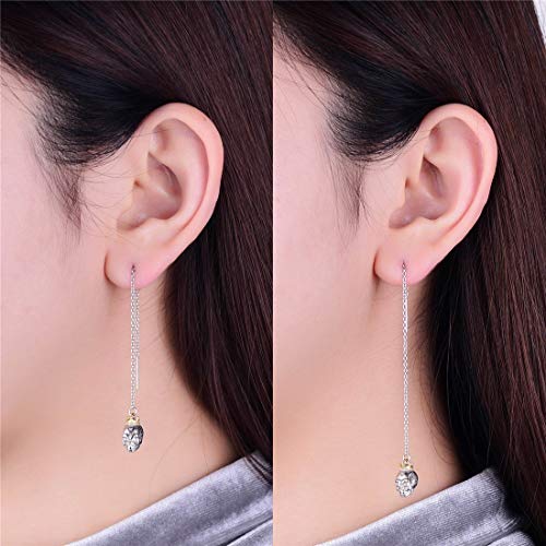 ChicSilver 925 Sterling Silber Schädel Ohrringe Frauen Lange Ohr Kette Threader Ohrringe Krone Skelett Punk Gothic Schmuck Halloween geschenk