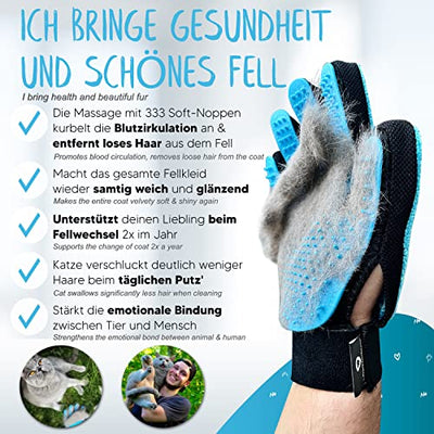 LÖWENKÖNIG® Taurus 2.0 - Bürstenhandschuh für Kurz-Langhaar Katzen I Haustier Bürste & Fellpflege-Handschuh Katze I Katzenhaare entfernen I Massage-Fellhandschuh in Universal-Größe I Katzen-Zubehör