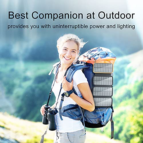 CONXWAN Solar Powerbank 26800mAh Solarladegerät mit 4 Solarpanel und 3 Ausgängen, USB C Externer Akku Tragbares Ladegerät für Outdoor Camping, Wandern