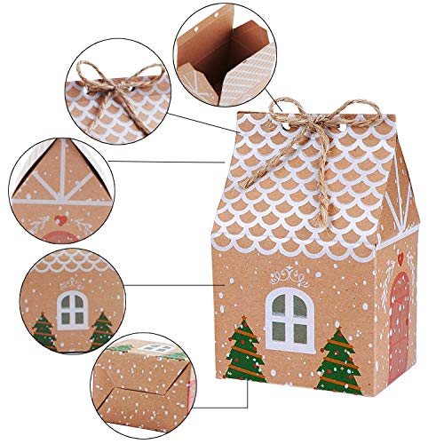 TsunNee Weihnachten Party Geschenkboxen, Weihnachten Kraftpapier Süßigkeitskästen, Weihnachten Mitbringsel Taschen, Kreativ Papier-Treat-Boxen für Weihnachten Partydekorationen, 50er Pack